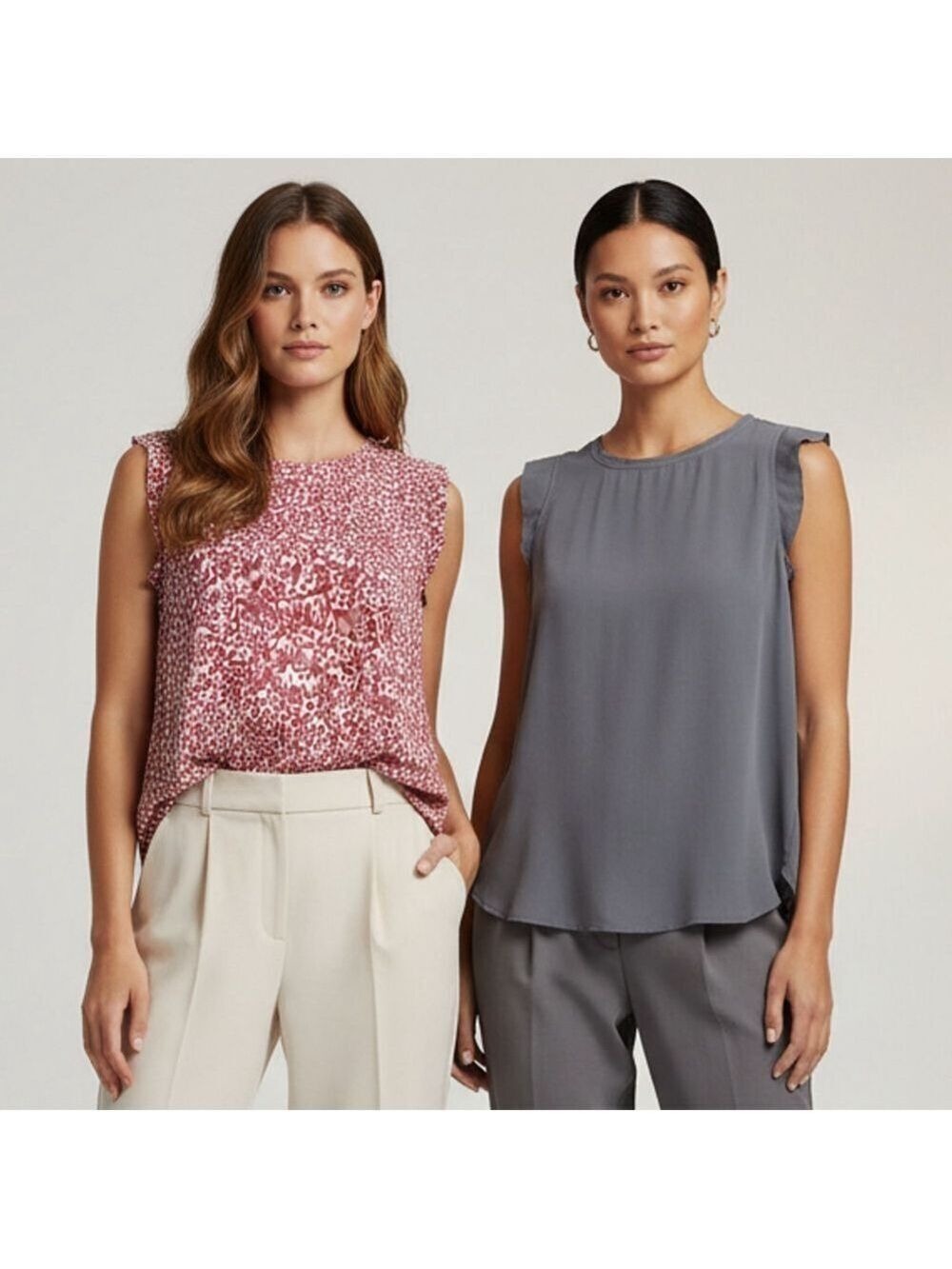 LOFT Corporate Girlie Bundle Set of 2 Sleeveless Shells Sz M Old Money Workwear
